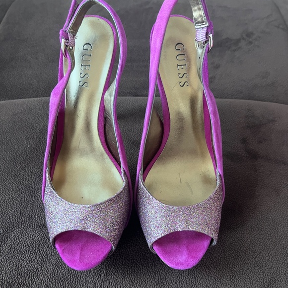 Guess Billow Pink/Fuschia/Glitter Suede Stilettos size 6.5 - Picture 4 of 11